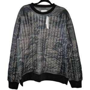 Topman Mens Quilted Crewneck Sweatshirt Camo Black Size M Nwt